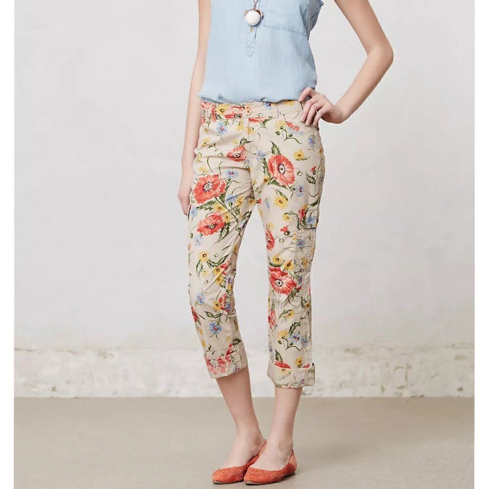 Anthropologie Hei Hei Sundrop Floral Cargo Pants Size 2 - Picture 1 of 13